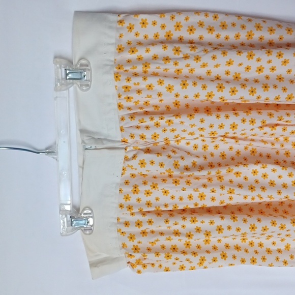 Vintage handmade maxi full skirt cotton cream w/daisies print bohemian unique M - Picture 3 of 5